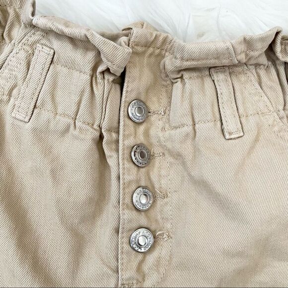 Topshop Paperbag Khaki Denim Shorts Size 2 - Picture 5 of 7